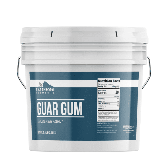 Earthborn Elements Guar Gum Powder, 1 Gallon, Gluten-Free Food Thickener & Binder, Baking, Resealable Bucket