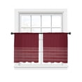 thumbnail image 5 of Red Striped Sheer Curtains for Living Room Bedroom Vintage Stripes Ombre Sheer Curtains 54 Inch Long 2 Panels Set Light Filtering Curtain Window Treatments Drapes for Dining Room, 5 of 7