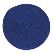 HomeSwag Drink Coasters, Absorbent Braided Woven Cotton Round, Royal Blue Set of 6