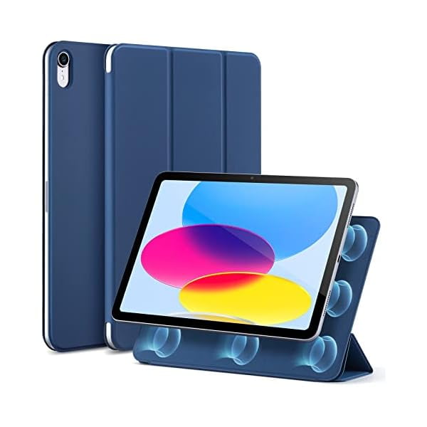 Chenchen for iPad(A16) 11th/10th Generation Case(2025/2022,10.9 Inch), Convenient Magnetic Attachment, Two-Way Trifold Stand, Lightweight Protection, Auto Sleep/Wake, Rebound Series, Blue