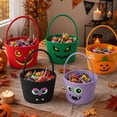 thumbnail image 6 of 1Pack Halloween Spooky Monster Woven Hand Basket, 13.78in Total Height Cotton Rope Organizer Bin, Holiday Candy & Decor Storage Tote Basket (N), 6 of 6
