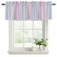 thumbnail image 2 of Colorful Striped Valances for Windows, Decorative Rod Pocket Window Valance Curtains, Pink Blue Yellow Abstract Vertical Lines Short Curtain Drapes for Kitchen/Living Room, 2 Panels, 54" W x 18" L, 2 of 8