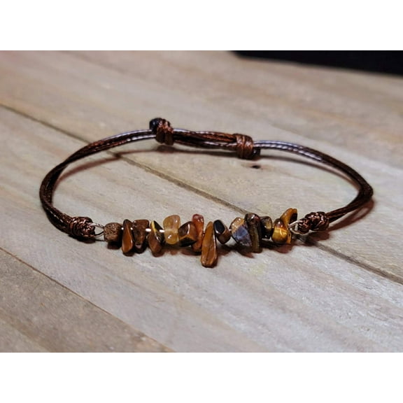 Tiger's Eye Chip Bracelet Handmade Genuine Crystal Bracelet