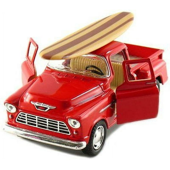 Kinsmart 1955 Chevy Stepside 3100 Pick Up Truck 1:32 diecast w/ Surfboard Red
