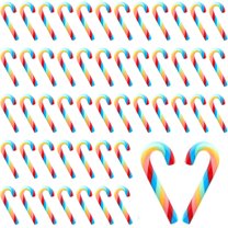 Scheam 60 Pcs Fake Candy Canes for Christmas 1.2 inch Mini Candy Ornaments Polymer Clay Cane Crafts for Home Holiday Xmas Tree Hanging Decorations (Mixcolor)
