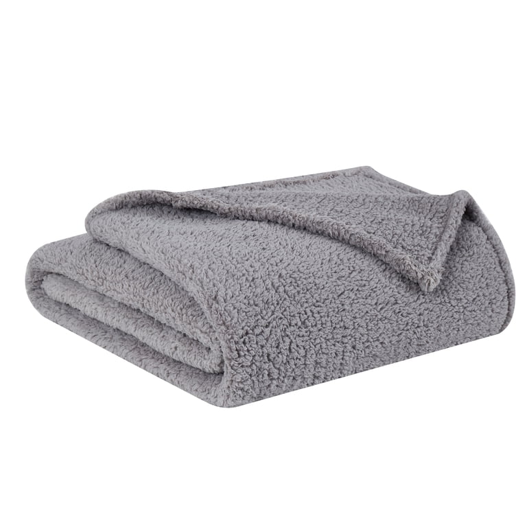 My World Cloud Sherpa Throw XL Blanket Gray 50 x 60 Soft