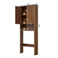 thumbnail image 6 of YOCWO Over The Toilet Storage Cabinet, Mid Century Storage Cabinet Over Toilet with 2 Doors and Open Shelf, Home Space Saver for Bathroom, Living Room, Walnut, 6 of 8