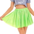 thumbnail image 5 of Minifalda metálica brillante para mujer, cinturilla elástica brillante, faldas con volantes, disfraz de fiesta de Carnaval Raves, baile en barra, 5 of 5