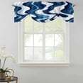 thumbnail image 2 of Tie Up Valances for Windows, Blue Stripe Adjustable Valance Curtains Window Treatment for Living Room, Geometric White Coastal Wave Modern Ocean Rod Pocket Kitchen Curtains & Drapes 54x18 Inch, 2 of 9