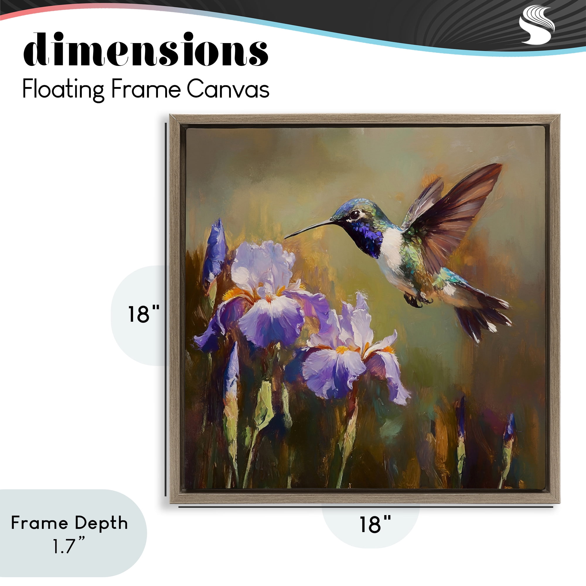 Stupell Industries Hummingbird & Purple Irises Brown Framed Floater Canvas Wall Art, design by Tina LeCour
