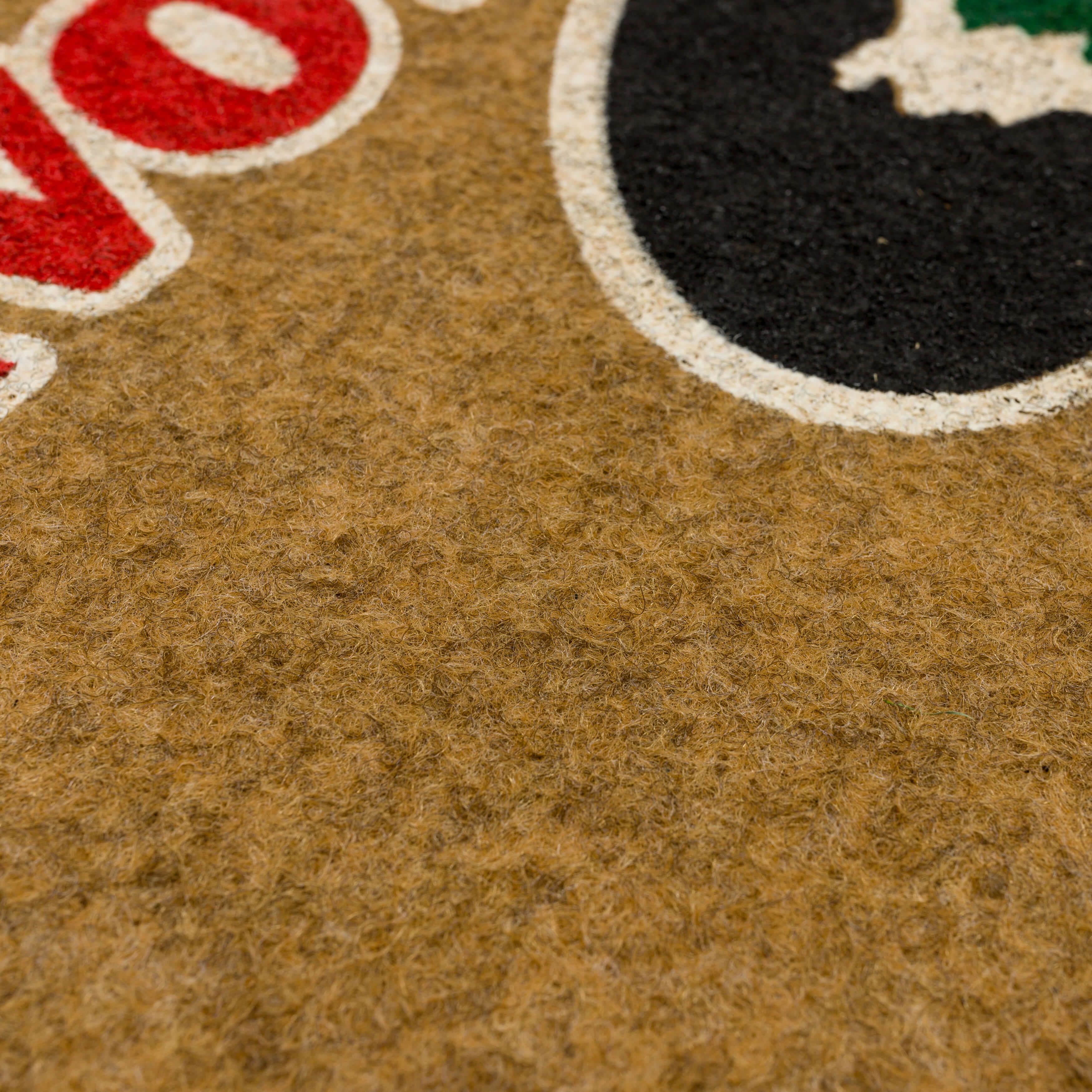 Mossy Oak Logo Recycled Rubber Indoor Outdoor Faux Coir All Weather Non-slip Doormat, Tan, 18" x 30"