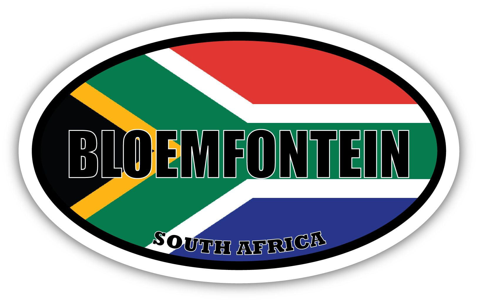Bloemfontein South Africa Flag Oval Decal Vinyl Bumper Sticker 3x5