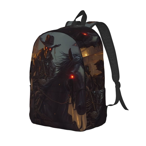 Fotbe Cool Skull Western Cowboy Mochila de Lona con Estampado, Mochila Duradera, Mochila Versátil de Alta Calidad, Mochila Compacta Vintage-Small