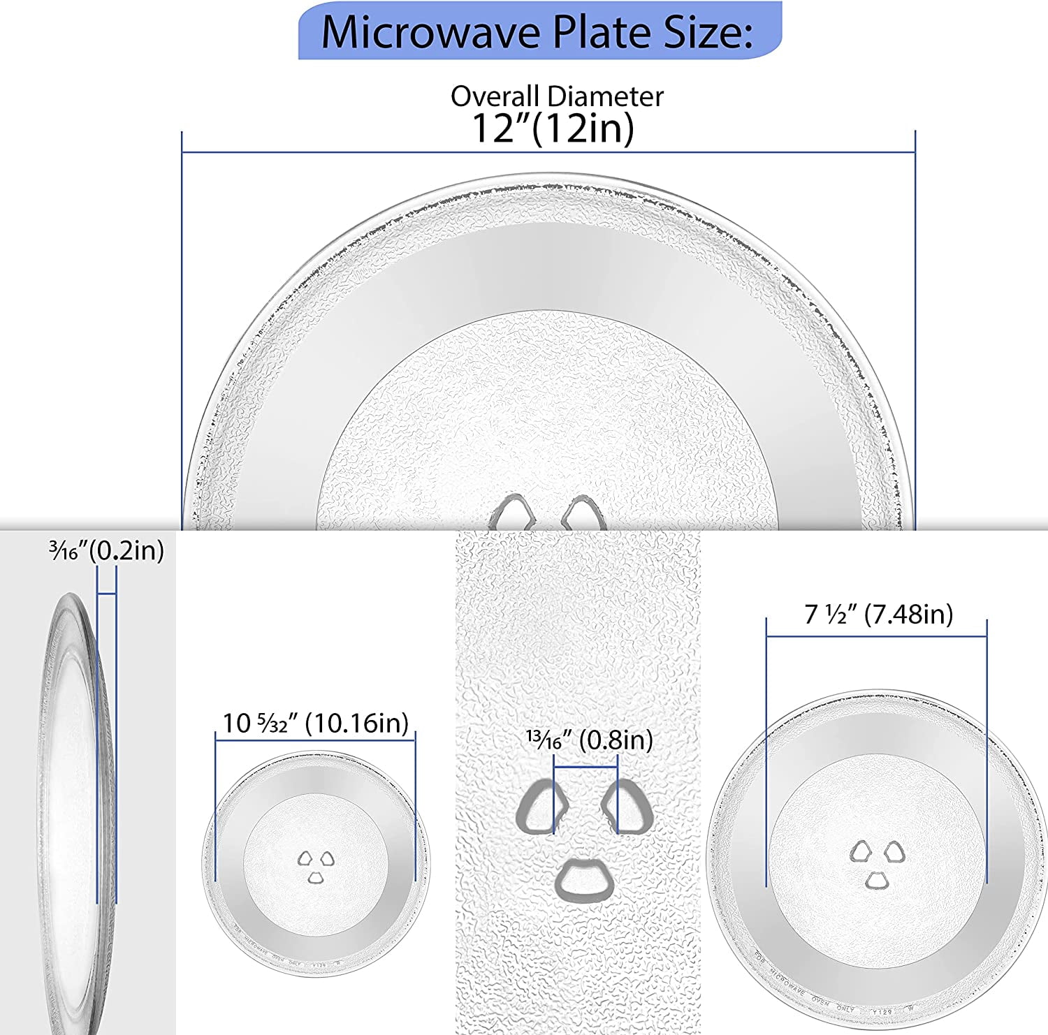 Replacement for Whirlpool W10337247, W11367904 Microwave Glass Tray 12 Inch