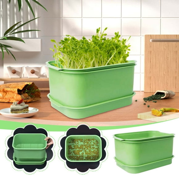 Birdeem Seed Sprouter Kit, Stackable Seedling Starter Tray- Microgreens Growing Kit, Microgreens Propagator Mini Plant Grow Trays, Germinate Seeds Indoors, Healthy Snacks, Bean Sprouts, Soil Free