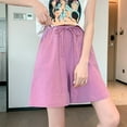 thumbnail image 4 of Bermuda Shorts for Women Elastic High Waisted Loose Fit Casual Solid Drawstring Cotton Linen Wide Leg Baggy Comfy Athletic Loungewear Short, 4 of 4