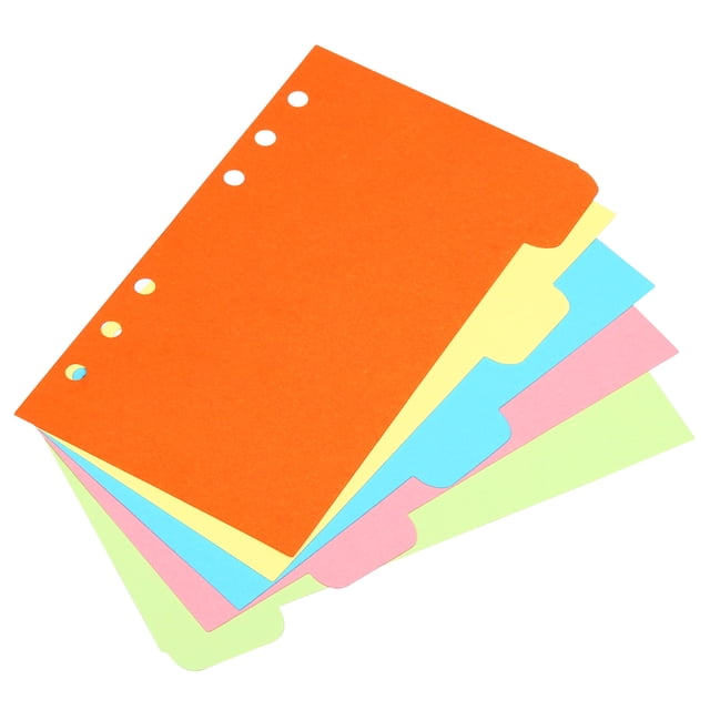 Unique Bargains 6.8x4.1' Binder Index Dividers, 4 Set 5 Tabs Cardboard Insertable Page for 6 Rings Binder, MultiColor