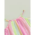 thumbnail image 6 of Kids Girl Dresses, Sleeveless Off Shoulder Striped Print Casual Party Street Princess Dress, 6 of 9