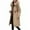 Khaki, variant on HAPIMO Women Faux Leather Trench Coat Fleece-Lined Mid-Length Jacket with Fur Collar Cotton Outwear Pockets Winter Workout Zipper Beige L