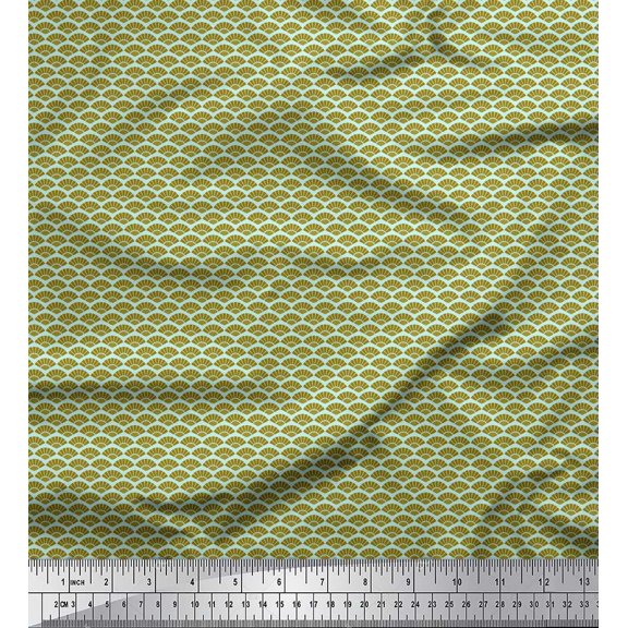 Soimoi Green Cotton Jersey Fabric Seamless Damask Print Fabric by the Yard 58 Inch Wide