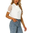 thumbnail image 4 of INSPIRE CHIC Blouse à Manches Courtes en Maille pour Femmes avec Nœud Papillon au Cou, Col en V, TP Blanc, 4 of 7