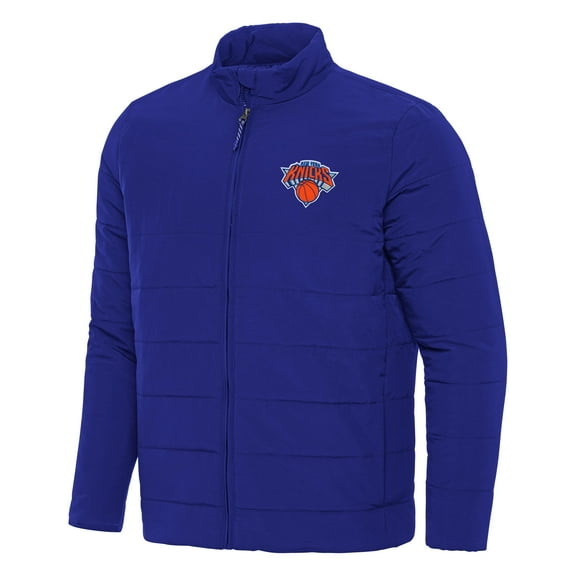 Men's Antigua Blue New York Knicks Swelter Full-Zip Puffer Jacket