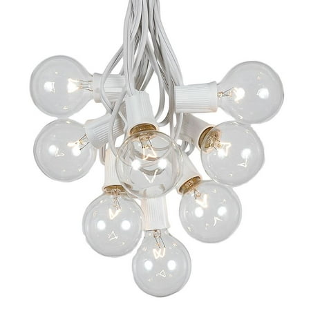 G50 String Lights with 25 Clear Globe Bulbs ? Outdoor Globe Light Strings ? Market Bistro Café Hanging String Lights ? Party Patio Garden Umbrella Globe Lights - White Wire - 25 Foot