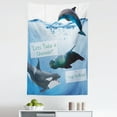 thumbnail image 1 of Animal Tapestry, Lets Take a Shower and Time to Relax Texts and Whale Dolphin Seal Photo, Fabric Wall Hanging Decor for Bedroom Living Room Dorm, 5 Sizes, Pale Blue Multicolor, by Ambesonne, 1 of 1