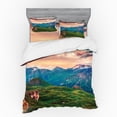 thumbnail image 2 of Ambesonne Mountain Bedding Set 3 Pcs, Summer Morning Mountains, Twin, Coral Teal Green, 2 of 3