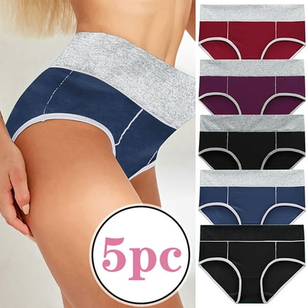 

SENDKEEL Women s Sexy Fashion Large Size Color Bump Buttocks Splicing Panties 5PC