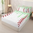 thumbnail image 2 of Homewish Green Drippy Baseball Stitch Print Zipper Full Size Comforter Sets with Fitted Sheet and 2 Pillowcases,Sports Monogram Zipper Bedding Set For Kids Boys And Girls,Reversible,4 Pieces, 2 of 7