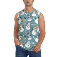 thumbnail image 2 of Lsque Snowflake Scarf Snowman Print Men's Cotton Blend Sleeveless Muscle Shirts (S-3XL)- Moisture Wicking, Odor Protection, UPF 30+,Large, 2 of 8