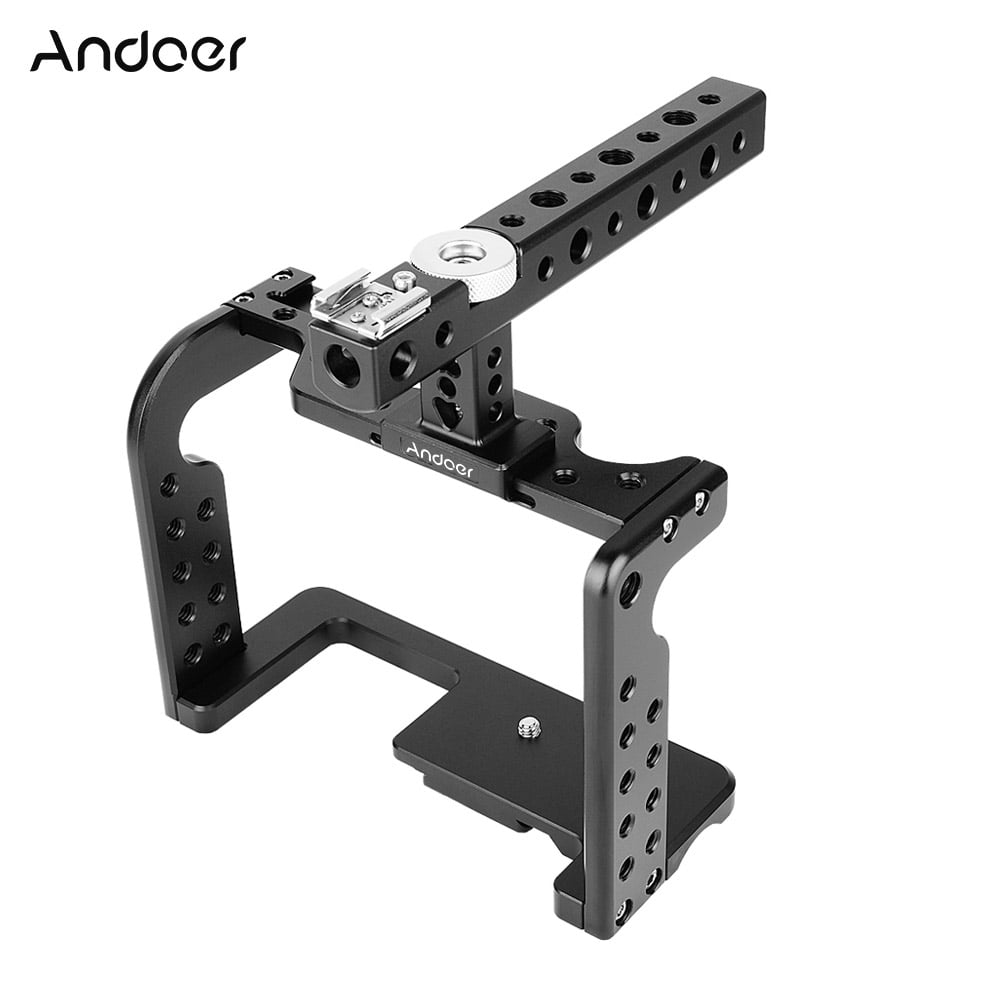 Andoer Video Camera Cage Stabilizer with Top Handle Aluminum Alloy for