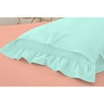 thumbnail image 3 of 2 Piece Ruffle Solid Aqua Blue European Pillow Shams, (European 26x26 Pillow Cover), 100% Egyptian Cotton, 800 Thread Count, European Size, 3 of 3