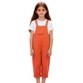 thumbnail image 2 of Mifsaly Girls Boys Overalls Straight Leg Sleeveless Jumpsuits Rolled Cuff Summer Casual Kids Bib Overall with Chest Pocket 110, 2 of 8