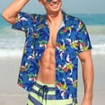 thumbnail image 7 of Pofeuu Sharks Skateboarding With Palm Print Hawaiian Shirt for Men Sleeves Casual Button Down Summer Beach Dress Shirts T-Shirts,3X-Large, 7 of 7