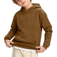 thumbnail image 3 of Falkdiz Long Sleeve Sweatshirts for Boys With Pocket Winter Pullover Outdoor Comfy Casual Trendy Solid Color Boys Shirts,Brown,Size: 130, 3 of 9