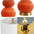 thumbnail image 7 of JONATHAN Y Daphne 20" Contemporary Transitional Metal/Glass Ribbed Gourd LED Table Lamp, Orange/Brass Gold, JYL1099E, 7 of 7