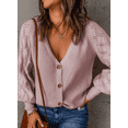 thumbnail image 3 of Womens Lantern Long Sleeve Cardigans V Neck Open Front Button Down Knit Cardigan Sweaters, 3 of 4