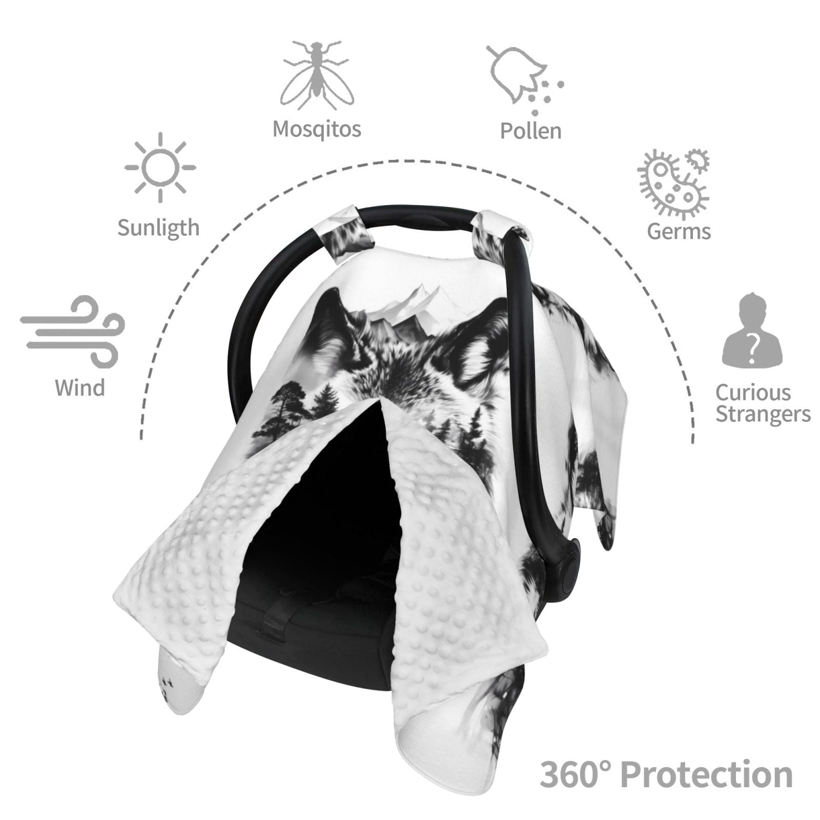 Car Seat Cover Baby - Majestic Wolf Landscape Breathable Infant Car Seat Cover for Baby Carseat, Lightweight Comfort Baby Essentials Must Haves Newborn Stuff for Girl Boy