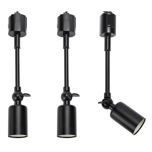 KAYYELAMP Set of Three Black Adjustable Angle J-Type Track Light 12.5 Inches Height Vintage Simple Design for Home Kitchen Counter Table Plants Shelf(No Bulb, Track)