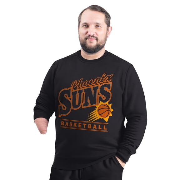 Men's G-III Sports by Carl Banks Black Phoenix Suns Adaptive Headliner Fleece Crewneck Sweatshirt