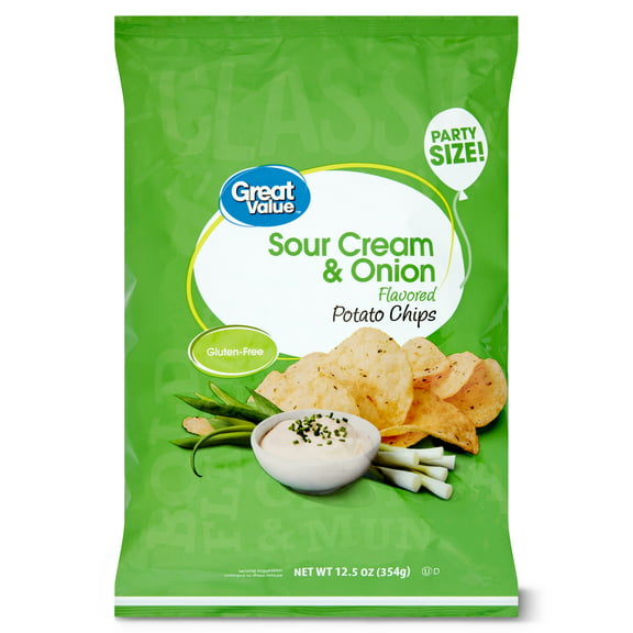 Great Value Sour Cream & Onion Flavored Potato Chips Party Size, 12.5 oz