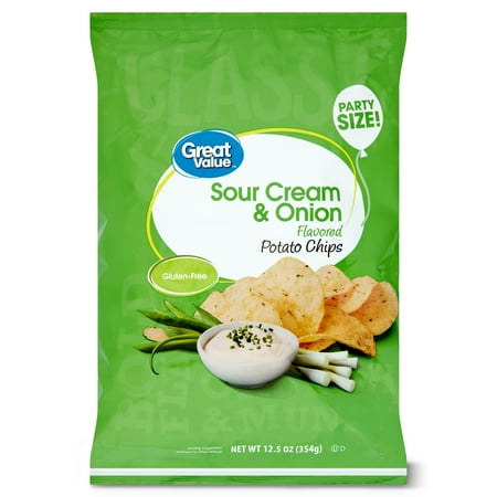 Great Value Sour Cream & Onion Flavored Potato Chips Party Size, 12.5 oz