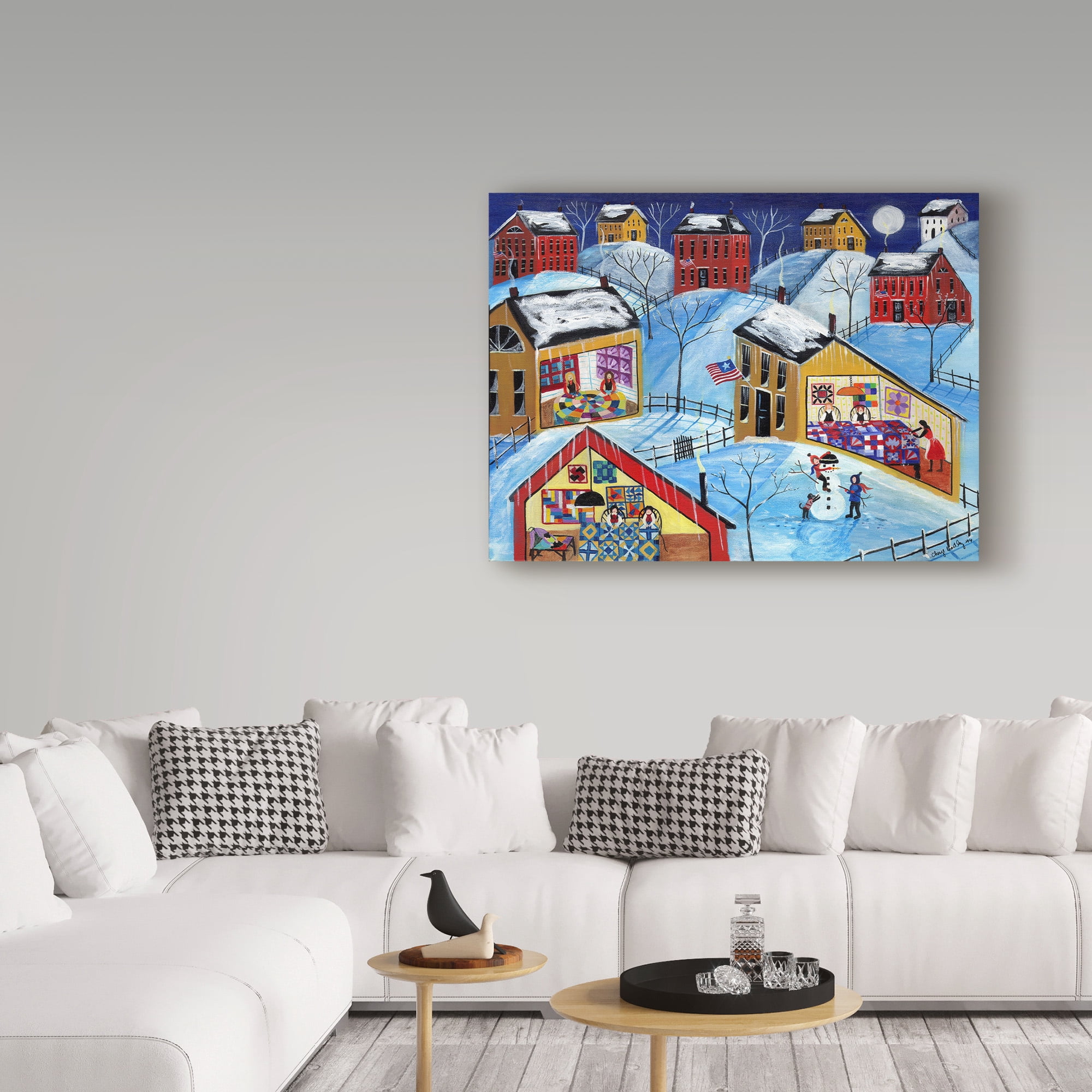Trademark Fine Art 'Winter Moon Quilter Village' Canvas Art by Cheryl Bartley