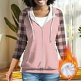 thumbnail image 2 of Chbgutlmr Sweatshirt for Women Raglan Long Sleeve Casual Plaid Jackets Drawstring Zip up Hoodies Pockets, 2 of 8