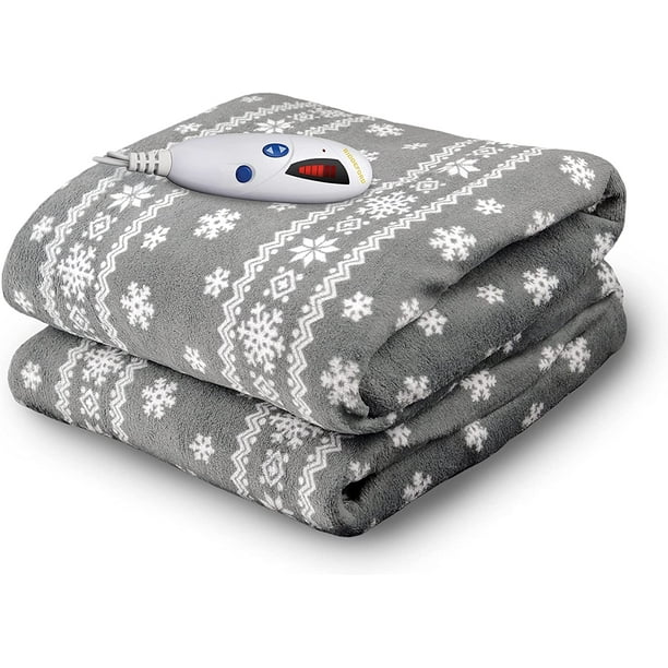 Biddeford Microplush Electric Heated Warming Throw Blanket Grey