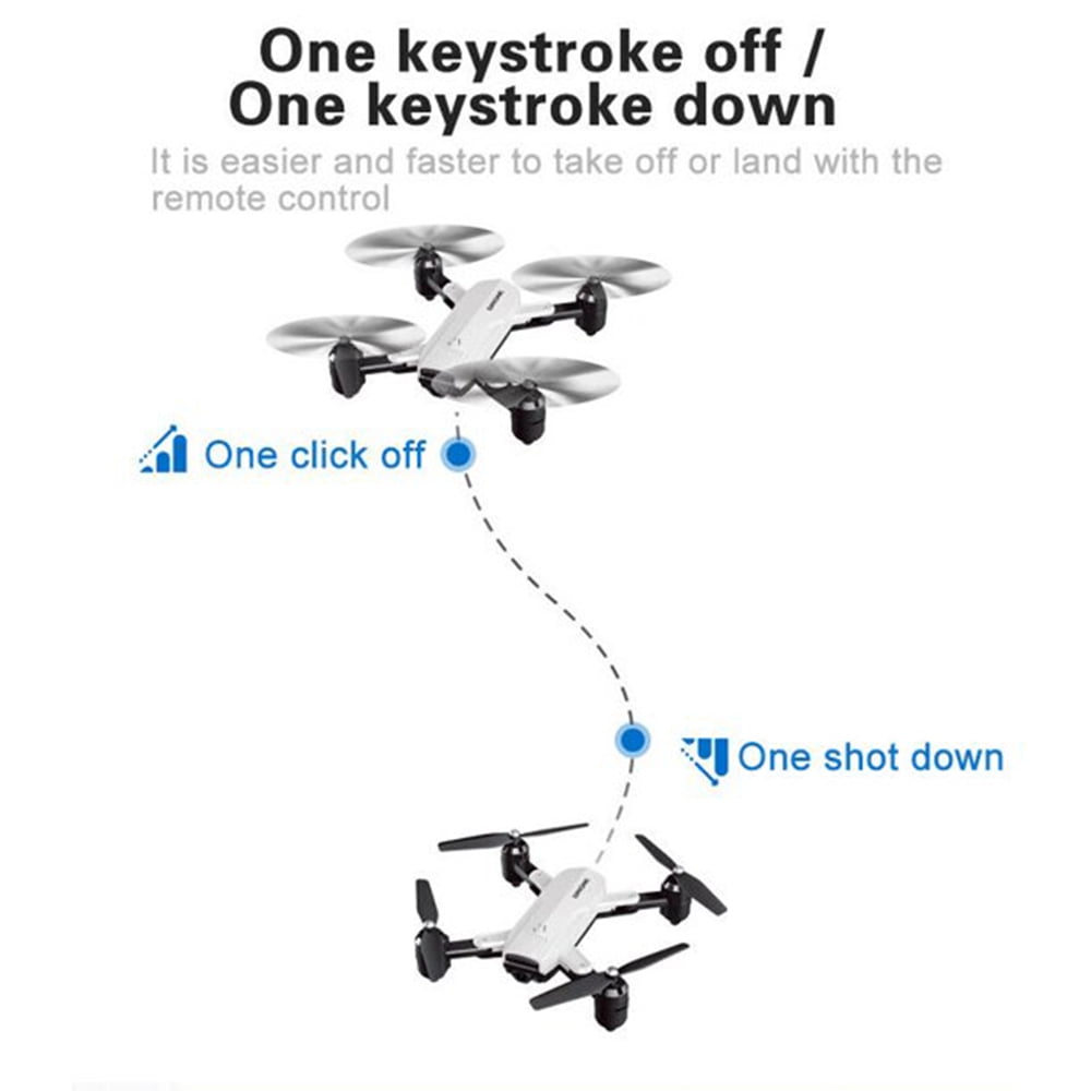 Force One ZD6 4K Wide Angle Camera Wifi FPV GPS Foldable RC Quadcopter Carry Case, White 1 Battery