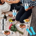 thumbnail image 2 of Camping Mess Kit Camping Dishes Set Stainless Steel Tableware Mess Kit Includes Plate Bowl Cup Spoon Fork Knife in Mesh Bags for Camping Backpacking & Hiking for 2 Person, 2 of 8