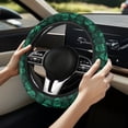 thumbnail image 2 of Uorisanigo Skull Warm Steering Wheel Cover Green 15 Inches Steering Wheel Cover for Winter Breathable Car Steering Wheel Protector for SUV Vehicle Flannel Car Accessories Gift for Holiday, 2 of 8